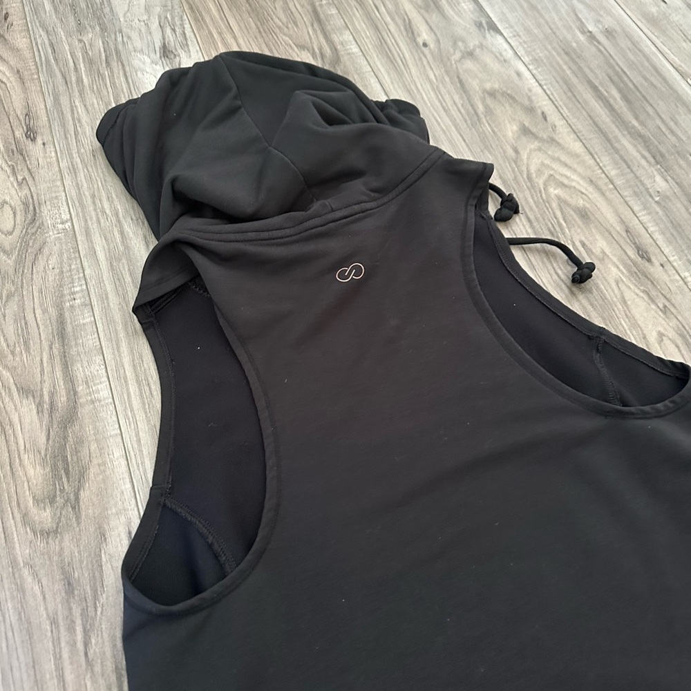Calia Sweatshirt Hoodie Sleeveless Funnel Neck Kangaroo Pocket Black Size Large - Picture 5 of 9